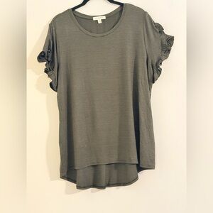 Loralette Striped Tee With Ruffle Sleeves Size 1X